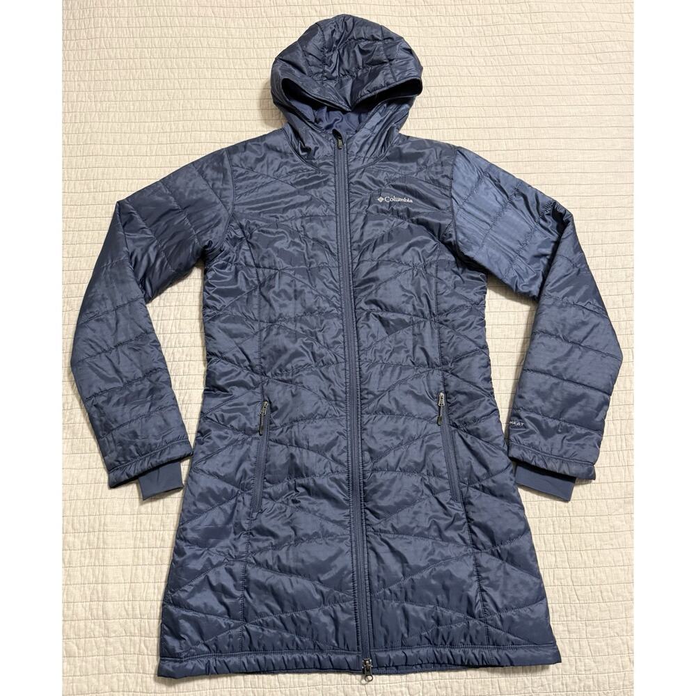 Columbia Women's Blue Quilted Mighty Lite Hooded Full-Zip Puffer Jacket Size M